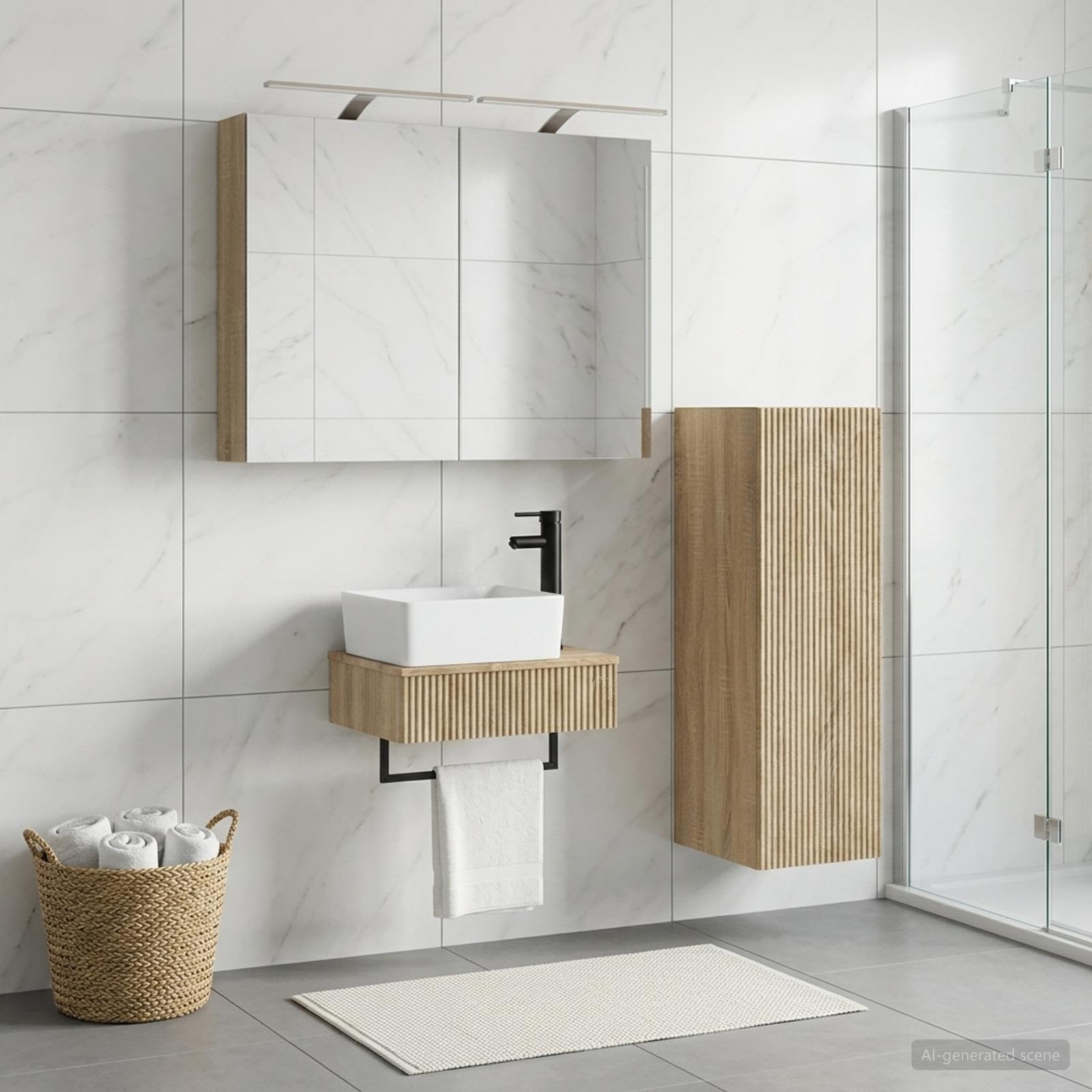 Badkamerkastenset 4 pcs Sonoma Eiken 50 x 14,5 x 70 cm