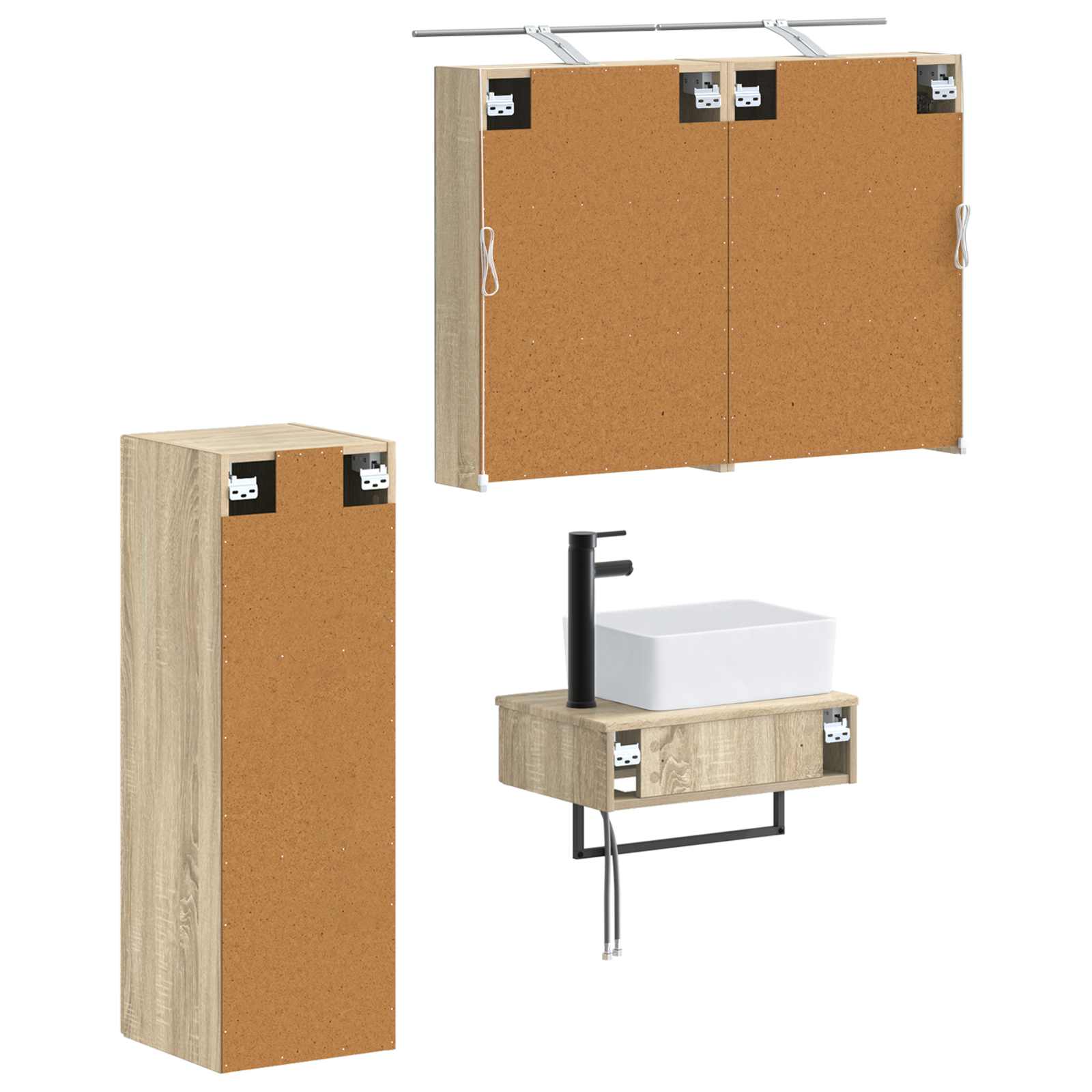 Badkamerkastenset 4 pcs Sonoma Eiken 50 x 14,5 x 70 cm - Afbeelding 3