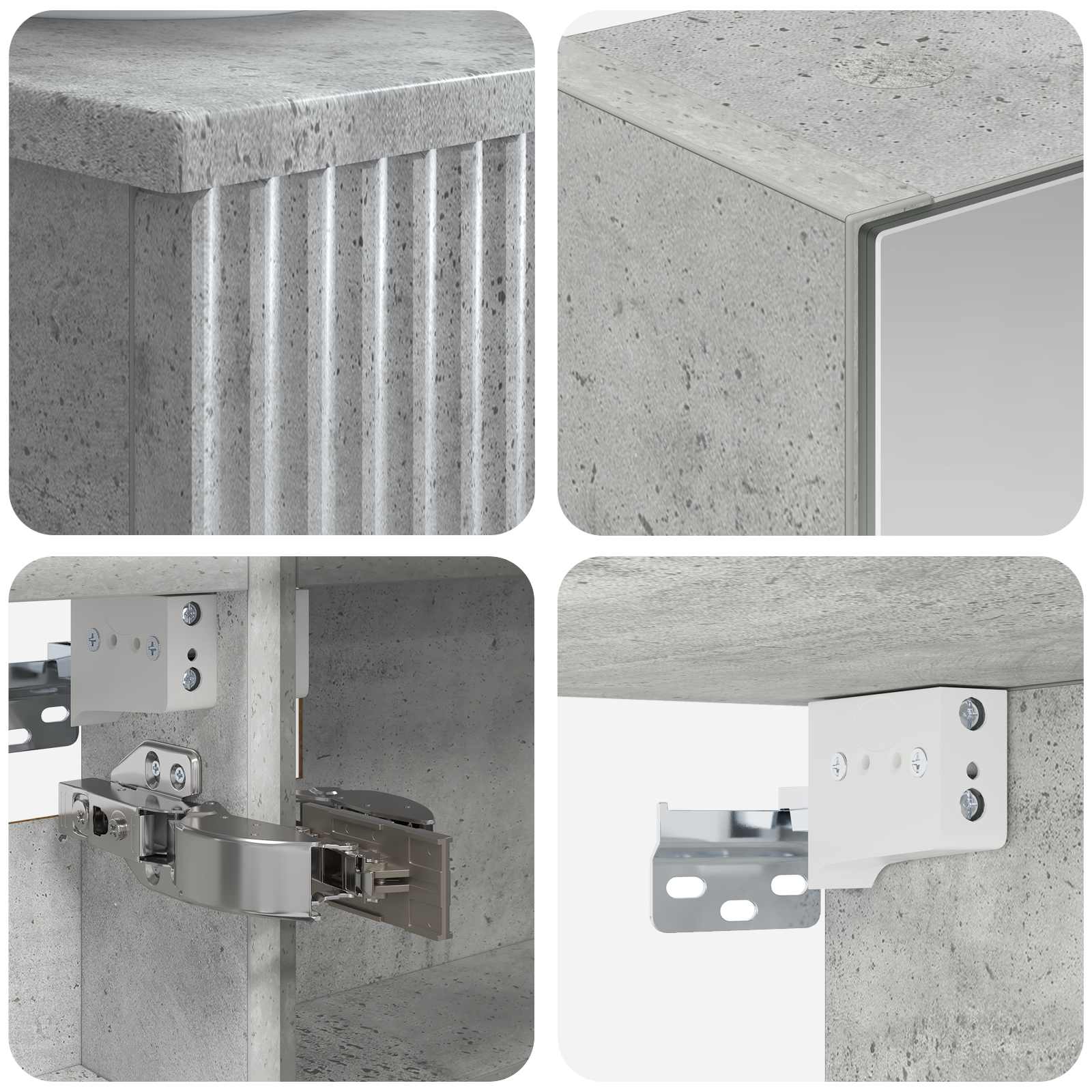 Badrumsskåpsset 4 pcs Betonggrå