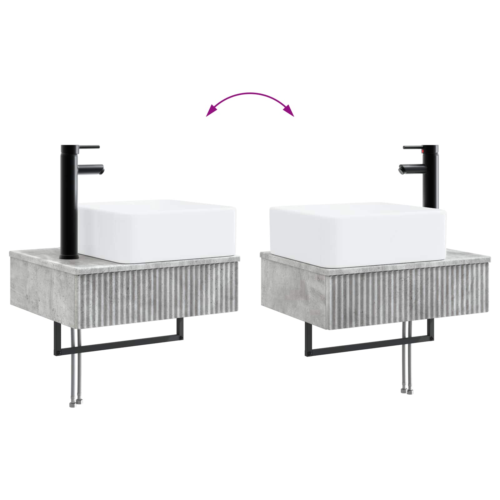 Badrumsskåpsset 4 pcs Betonggrå