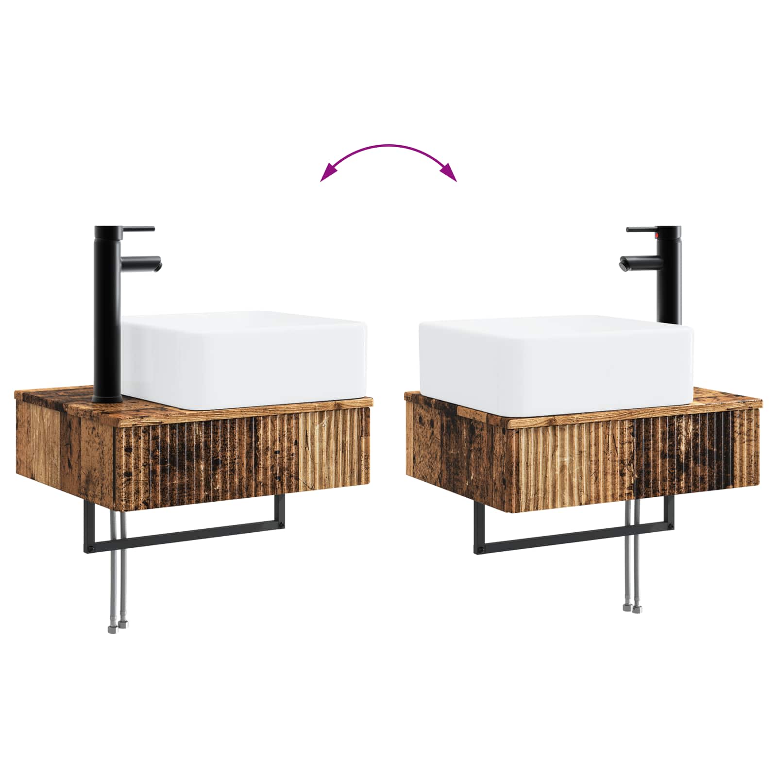 Badrumsskåpsset 4 pcs Gammalt trä