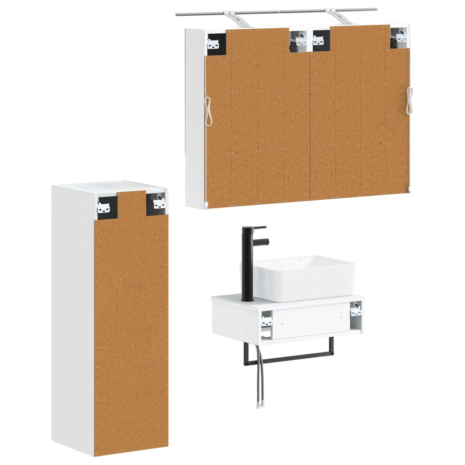 Комплект шкафове за баня 4 pcs Бяло 50 x 14,5 x 70 см – изображение 3