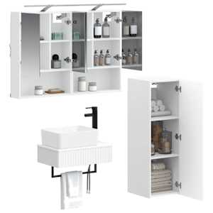 Sada koupelnových skříněk 4 pcs Bílá 50 x 14,5 x 70 cm - obrázek 2