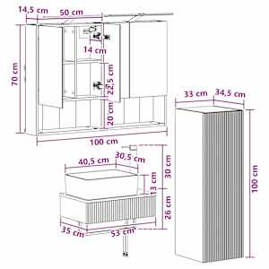 Sada koupelnových skříněk 4 pcs Bílá 50 x 14,5 x 70 cm - obrázek 10