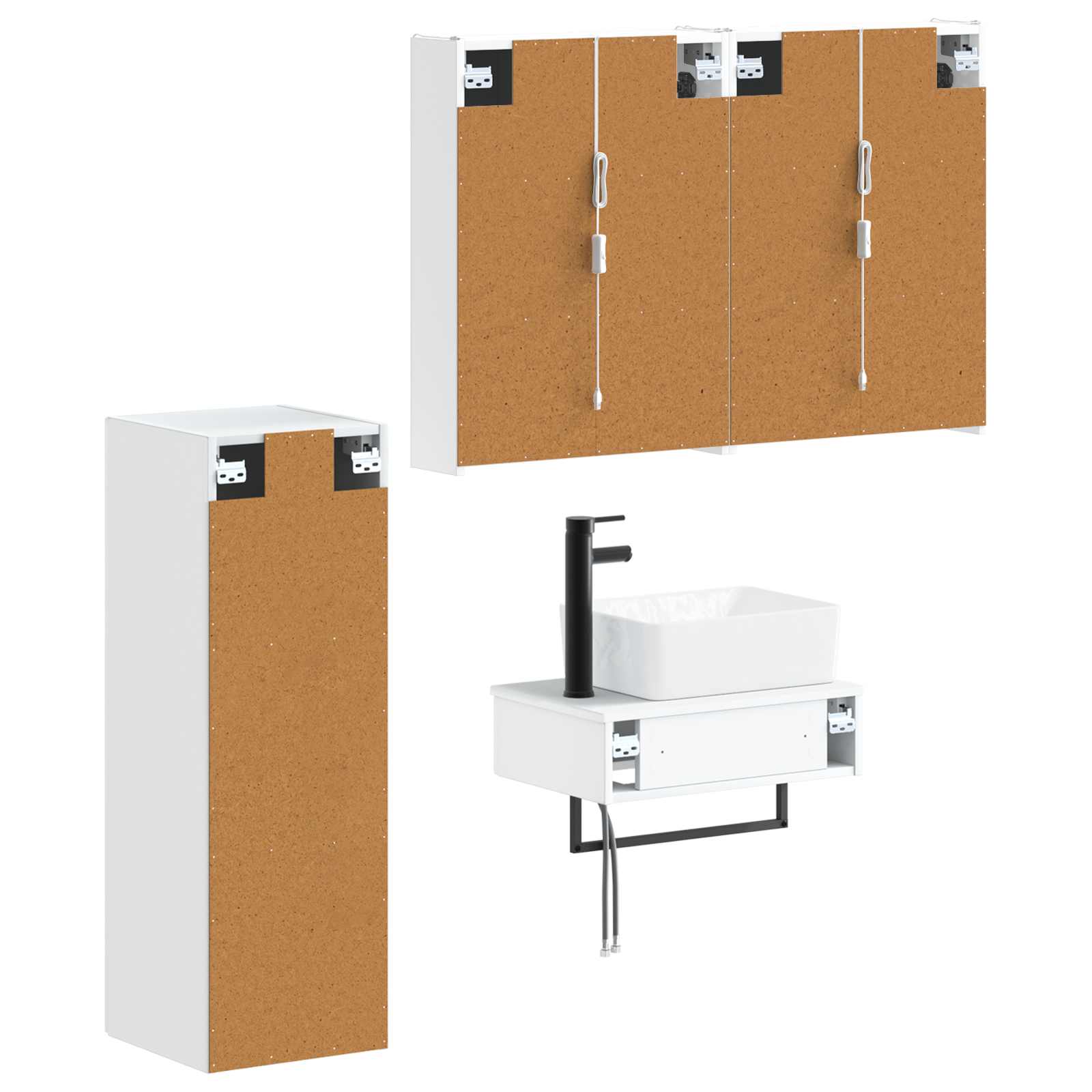 Komplet pohištva za kopalnico 4 pcs Bela - slika 3