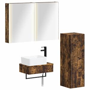 Sada koupelnového nábytku 4 pcs Kouřový dub - obrázek 1