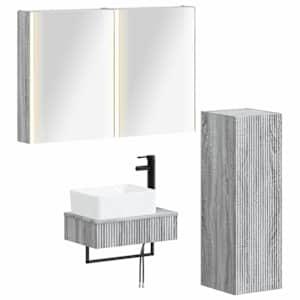 Sada koupelnového nábytku 4 pcs Šedý Sonoma - obrázek 1
