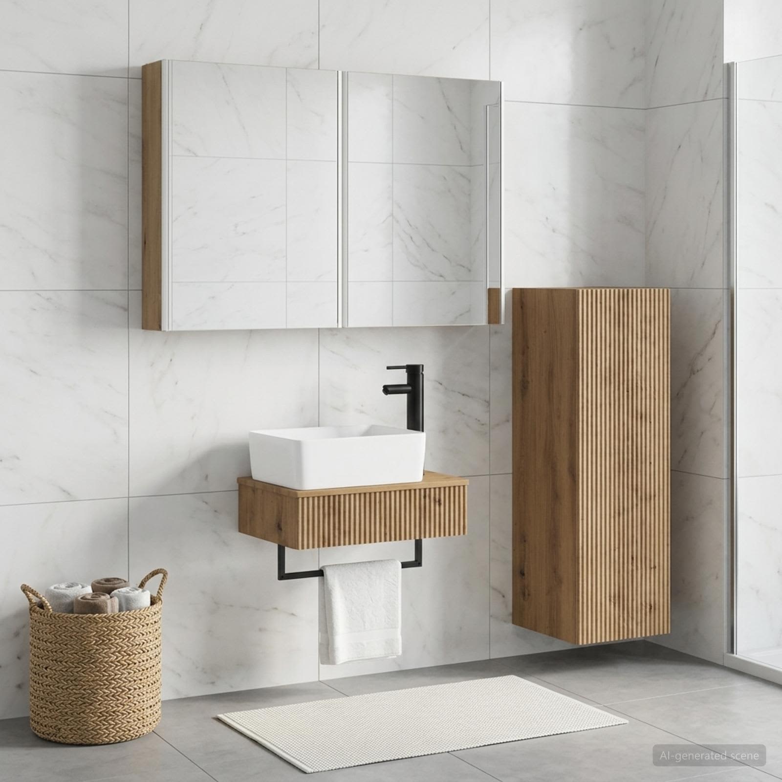 Vannitoa mööbleset 4 pcs Artisan tamm Tehispuit ja klaas
