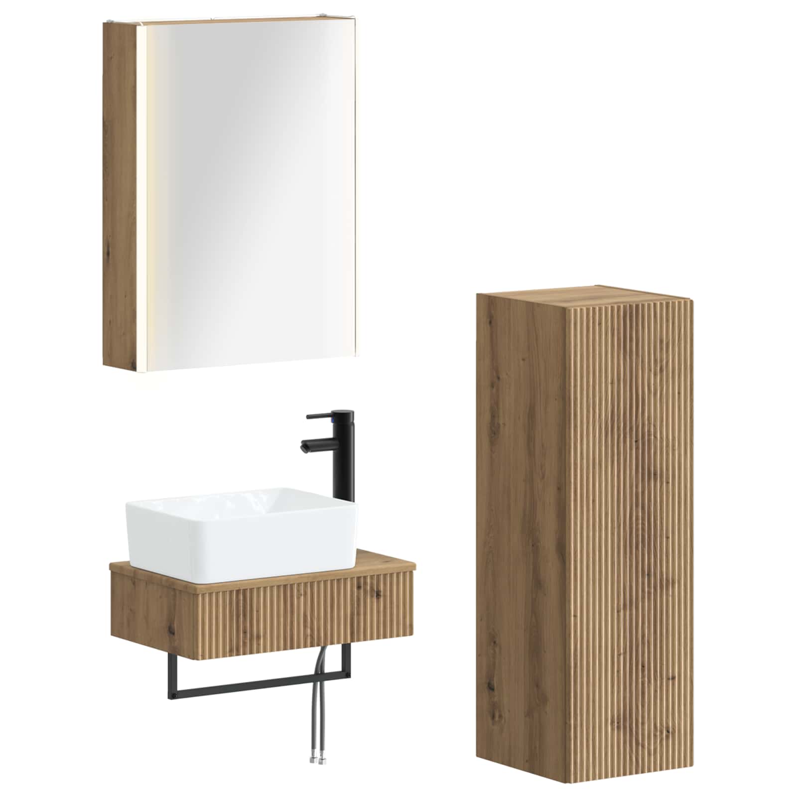 Vannitoa mööbleset 4 pcs Artisan tamm Tehispuit ja klaas