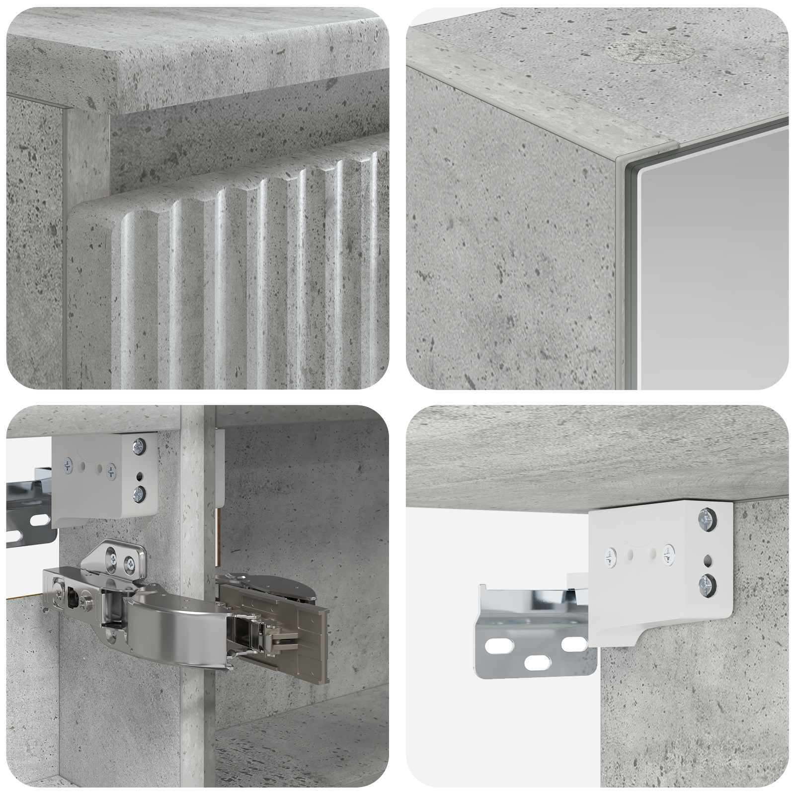 Badrumsmöbelset 4 pcs Betonggrå Konstruerat trä och glas
