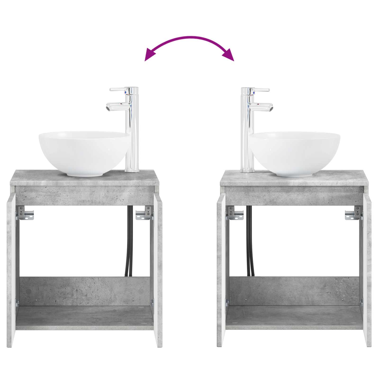 Badrumsmöbelset 4 pcs Betonggrå Konstruerat trä och glas
