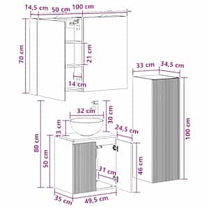 Sada koupelnového nábytku 4 pcs Staré dřevo - obrázek 10