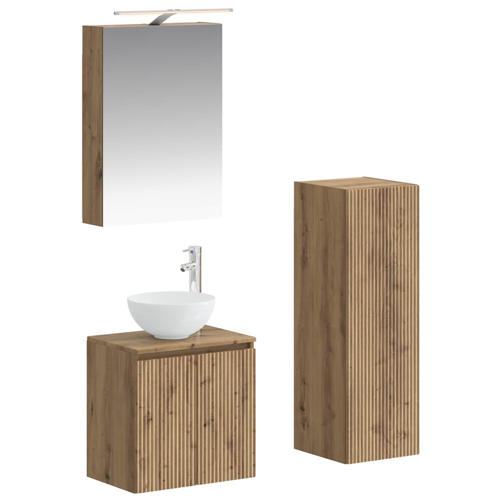 vidaXL Badezimmermöbel-Set 4 pcs Artisan-Eiche Ingenieurholz und Glas – Bild 2
