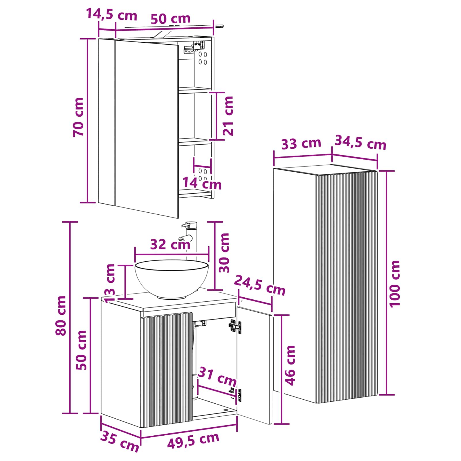 vidaXL Badezimmermöbel-Set 4 pcs Artisan-Eiche Ingenieurholz und Glas – Bild 4