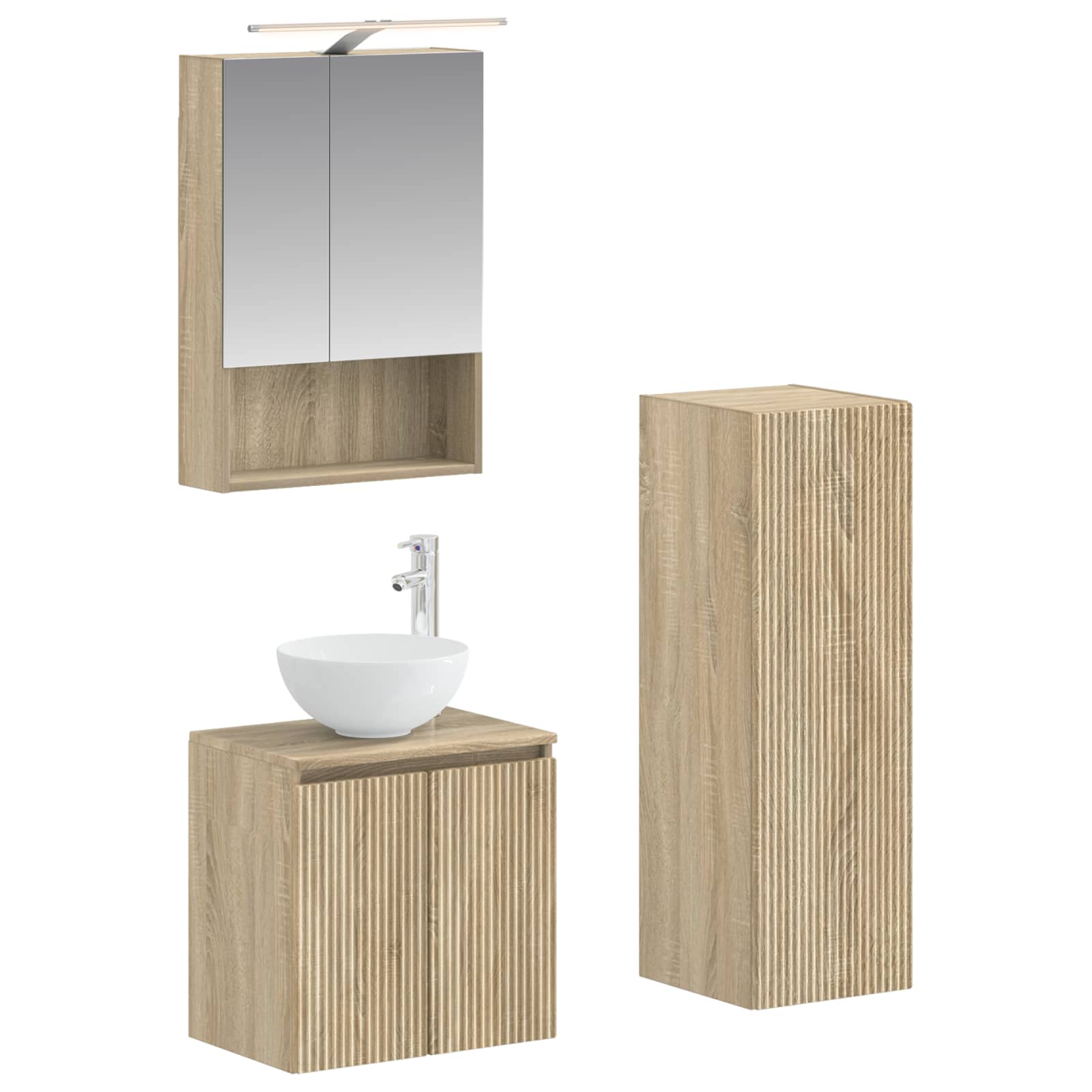 Vannitoa mööbleset 4 pcs Sonoma tamm Tehispuit ja klaas