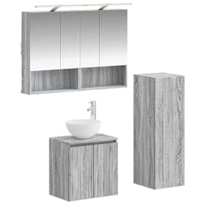 Komplet pohištva za kopalnico 4 pcs Siva Sonoma