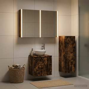 Komplet pohištva za kopalnico 4 pcs Dimljen hrast