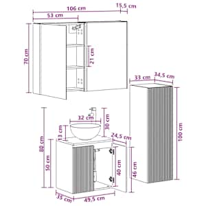 Sada koupelnového nábytku 4 pcs Kouřový dub - obrázek 10