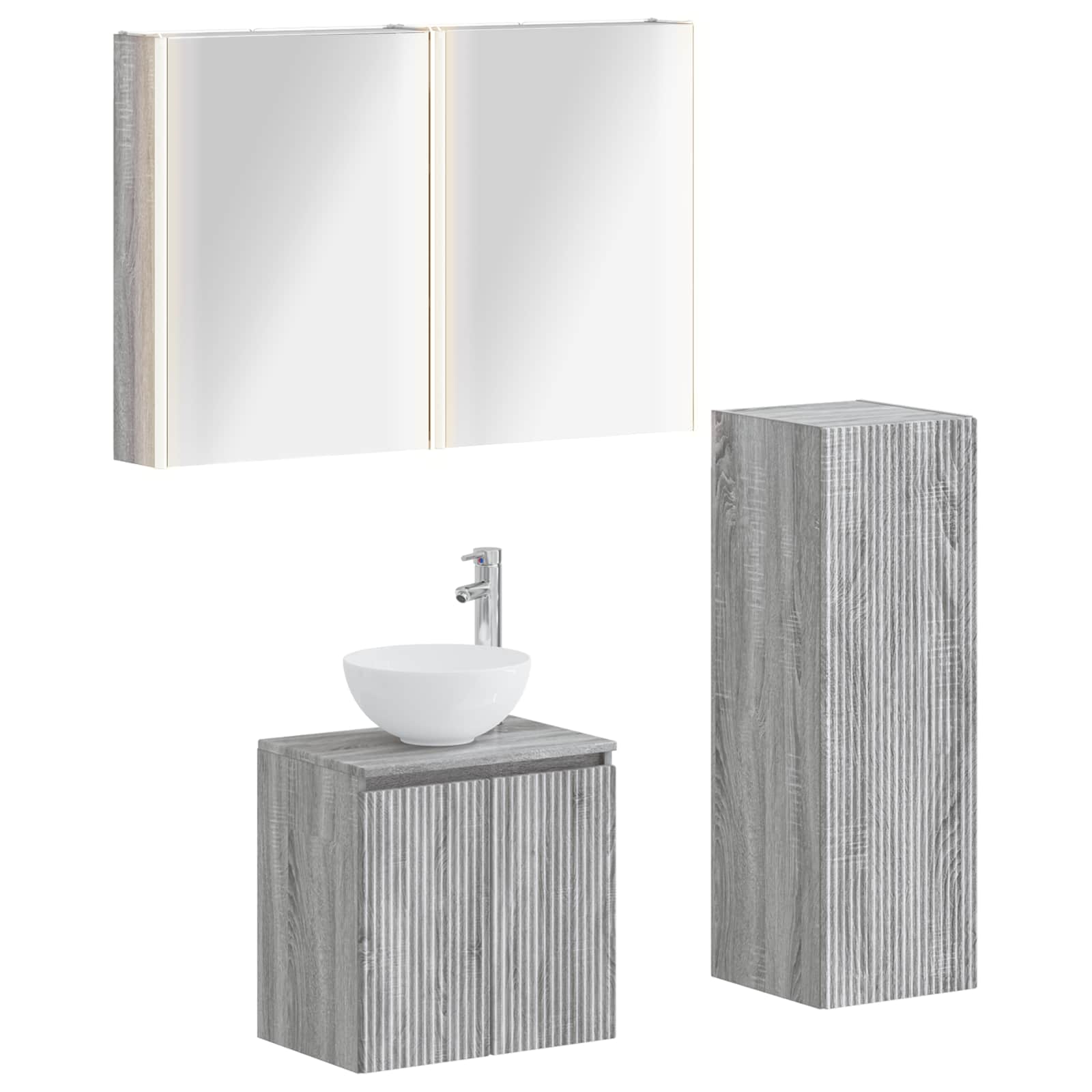Komplet pohištva za kopalnico 4 pcs Siva Sonoma - slika 2