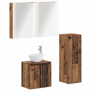Sada koupelnového nábytku 4 pcs Staré dřevo - obrázek 1