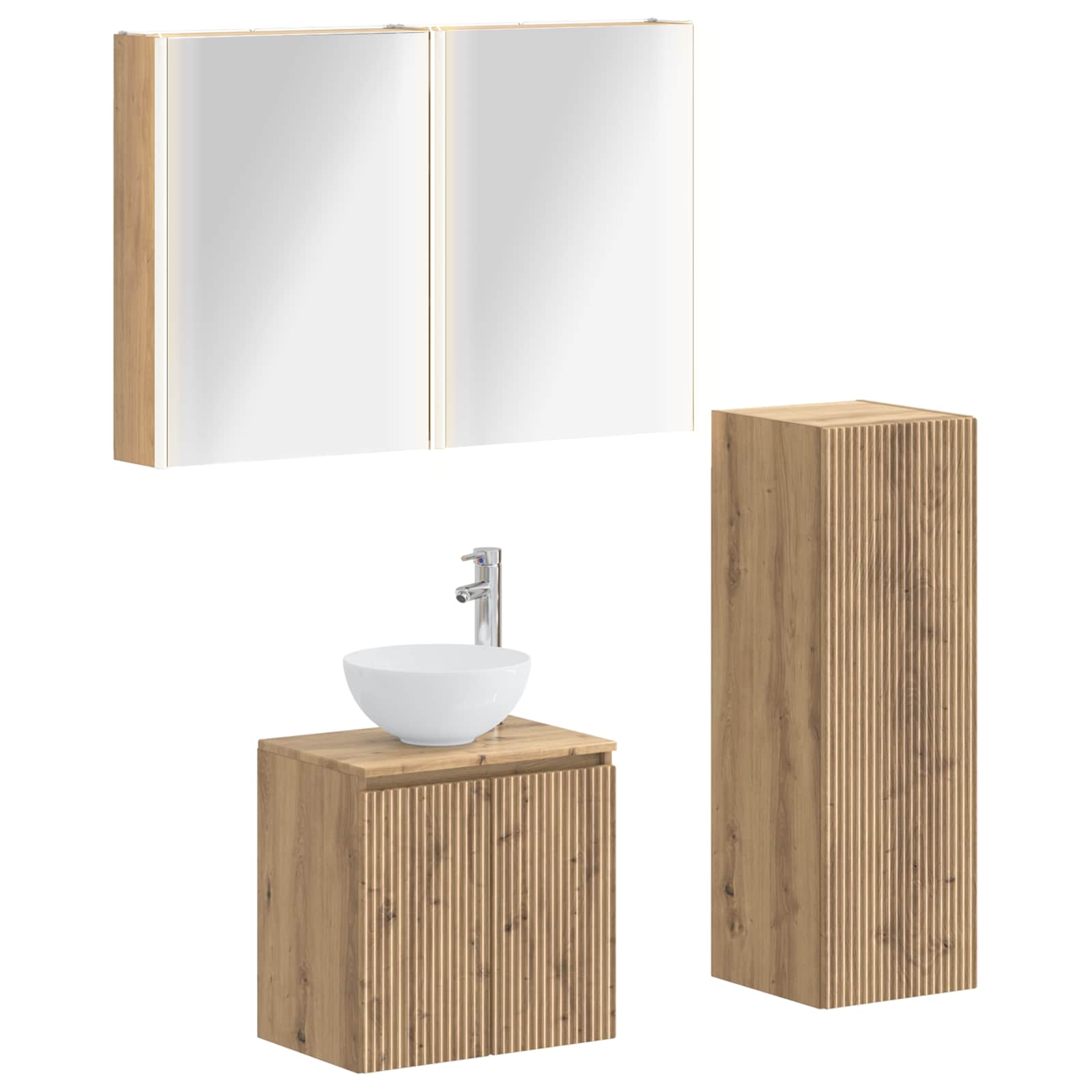 vidaXL Badezimmermöbel-Set 4 pcs Artisan-Eiche Ingenieurholz und Glas – Bild 2