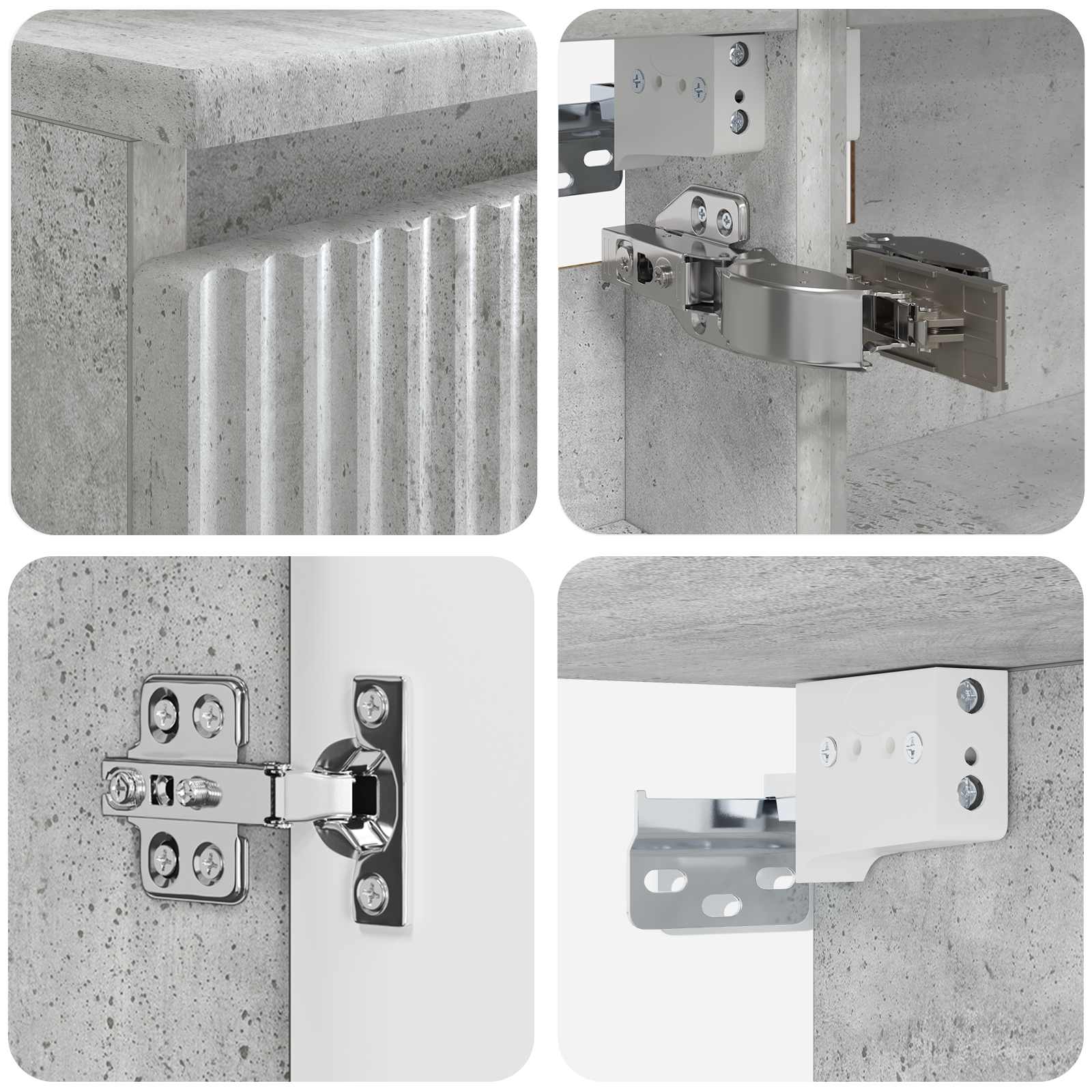 Badrumsmöbelset 4 pcs Betonggrå Konstruerat trä och glas