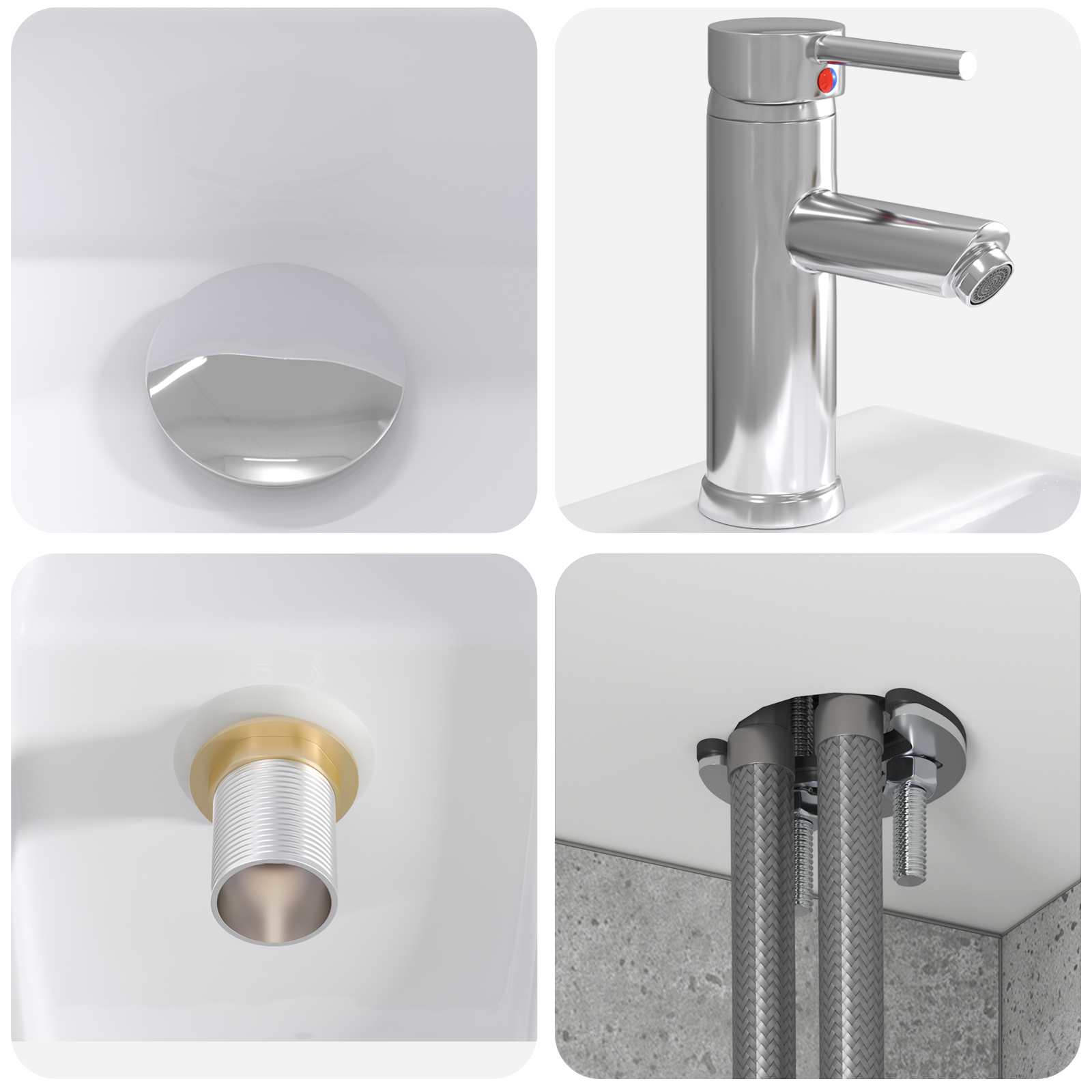 Badrumsmöbelset 4 pcs Betonggrå Konstruerat trä och glas