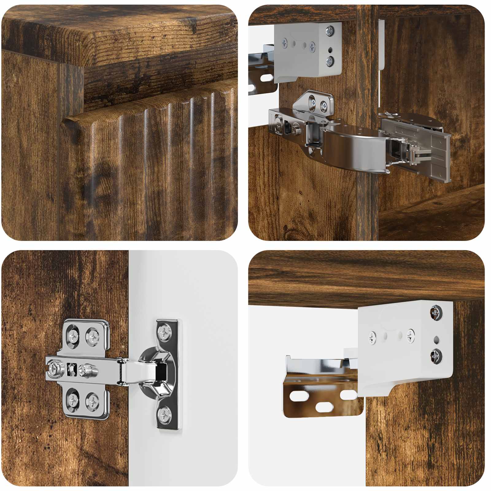 Badrumsmöbelset 4 pcs Rökt ek Konstruerat trä och glas
