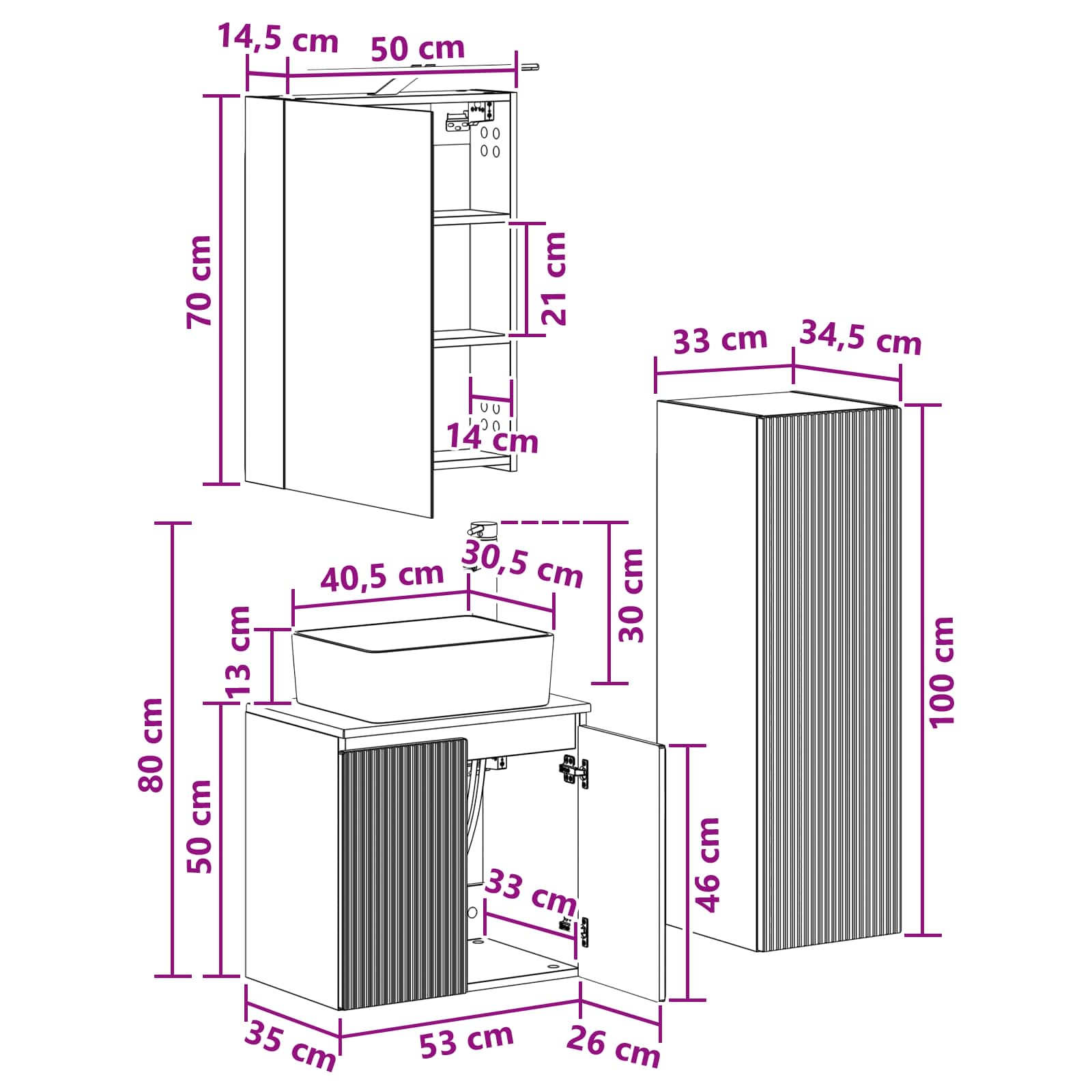 Komplet pohištva za kopalnico 4 pcs Siva Sonoma - slika 10