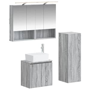 Komplet pohištva za kopalnico 4 pcs Siva Sonoma
