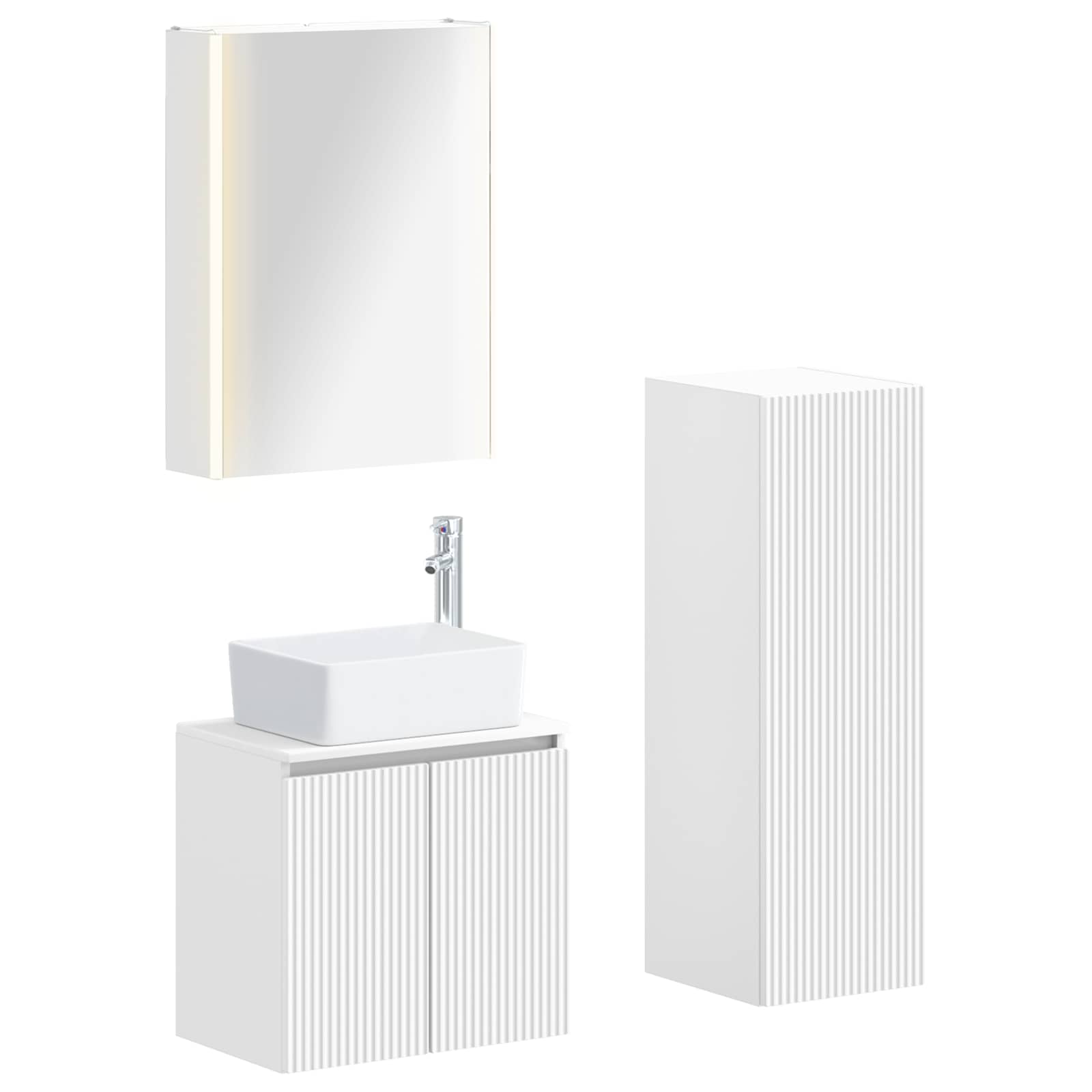 Vannitoa mööbleset 4 pcs Valge Tehispuit ja klaas