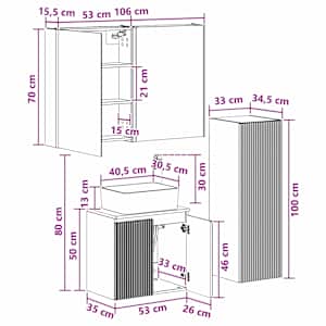 Sada koupelnového nábytku 4 pcs Kouřový dub - obrázek 11