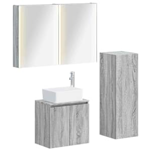 Sada koupelnového nábytku 4 pcs Šedý Sonoma - obrázek 1
