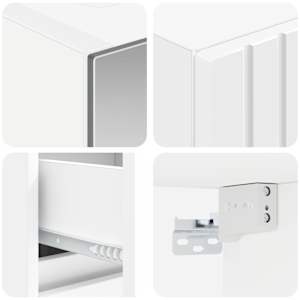Sada koupelnového nábytku 4 pcs Bílá Kompozitní dřevo a sklo - obrázek 4