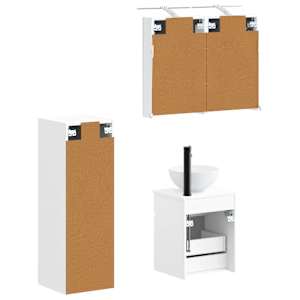 Sada koupelnového nábytku 4 pcs Bílá Kompozitní dřevo a sklo - obrázek 3