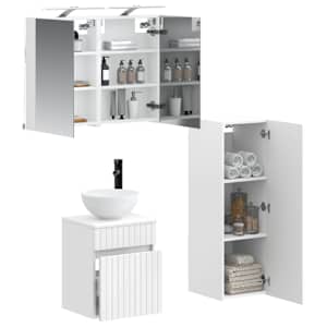 Sada koupelnového nábytku 4 pcs Bílá Kompozitní dřevo a sklo - obrázek 2