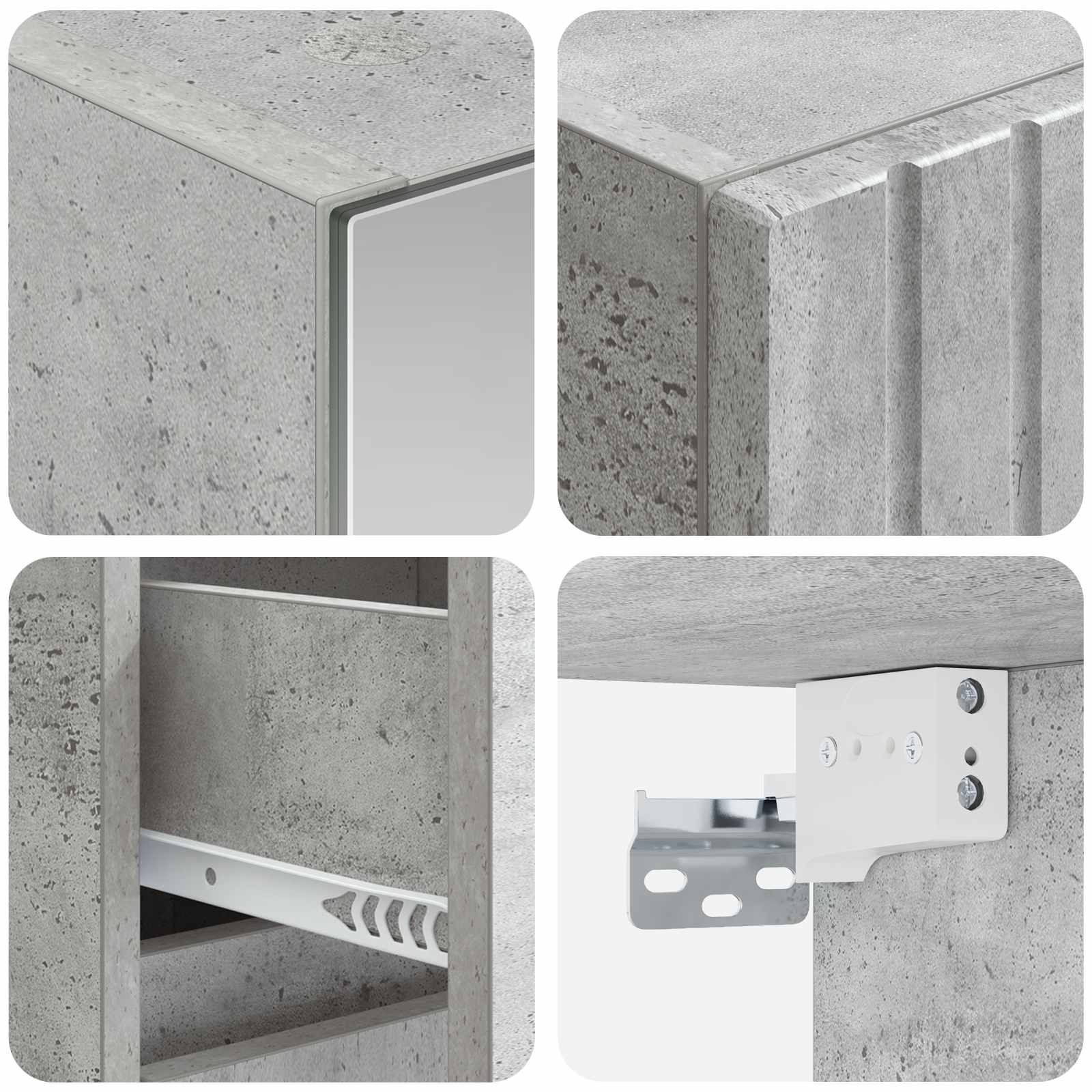 Badrumsmöbelset 4 pcs Betonggrå Konstruerat trä och glas