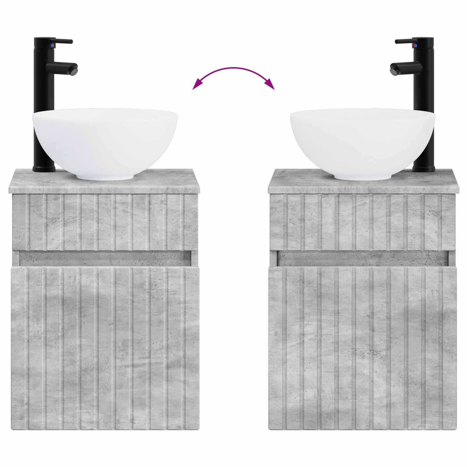 Badrumsmöbelset 4 pcs Betonggrå Konstruerat trä och glas