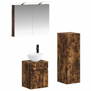 Sada koupelnového nábytku 4 pcs Kouřový dub - obrázek 1