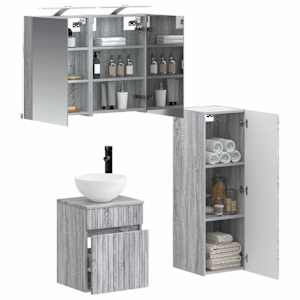Sada koupelnového nábytku 4 pcs Šedý Sonoma - obrázek 2