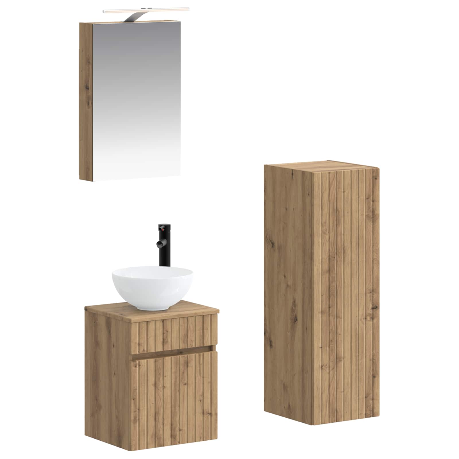 Vannitoa mööbleset 4 pcs Artisan tamm Tehispuit ja klaas