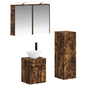 Sada koupelnového nábytku 4 pcs Kouřový dub - obrázek 1