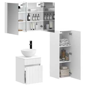Sada koupelnového nábytku 4 pcs Bílá Kompozitní dřevo a sklo - obrázek 2