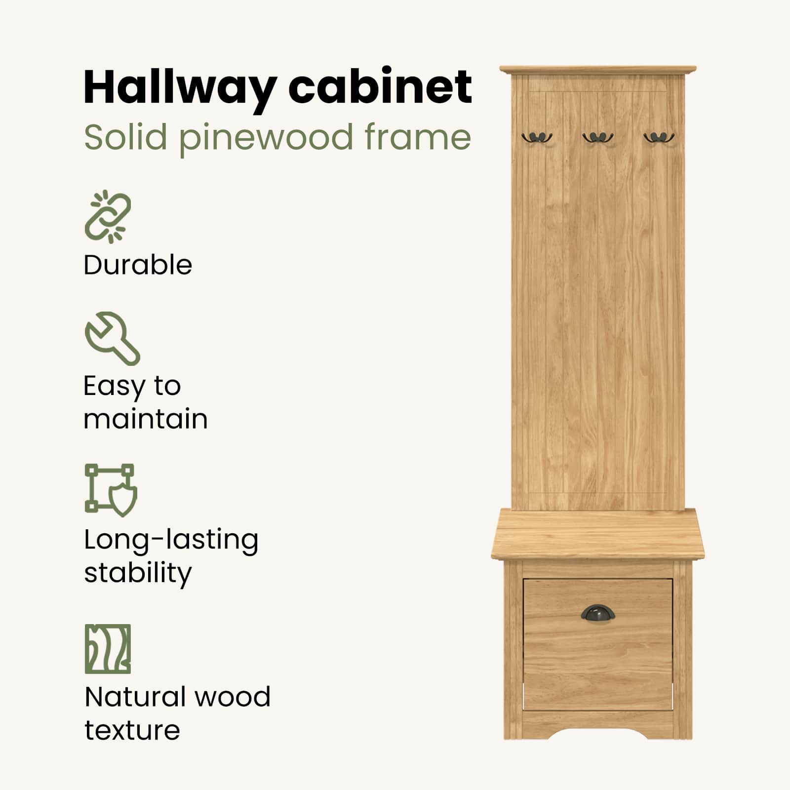 vidaXL Flurschrank BODO Honigbraun 50 x 40 x 156,7 cm Holzwerkstoff – Bild 9