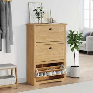 Polica za čevlje s predalom BODO Medeno rjava 80 x 35 x 118 cm