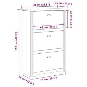 Regál na boty se zásuvkou BODO Medová hnědá 80 x 35 x 118 cm - obrázek 9