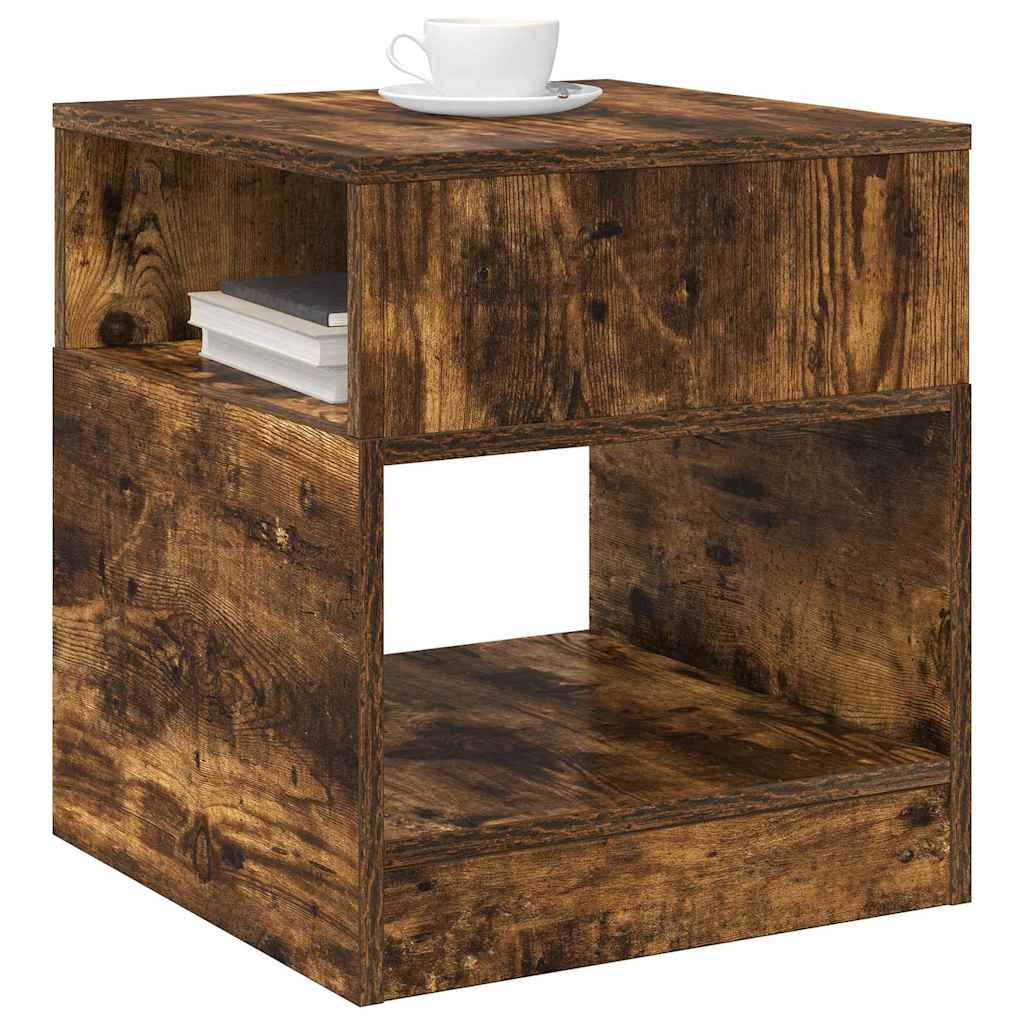 vidaXL Bijzettafel 2 pcs Gerookt eiken 40,5 x 40 x 45 cm Bewerkt hout