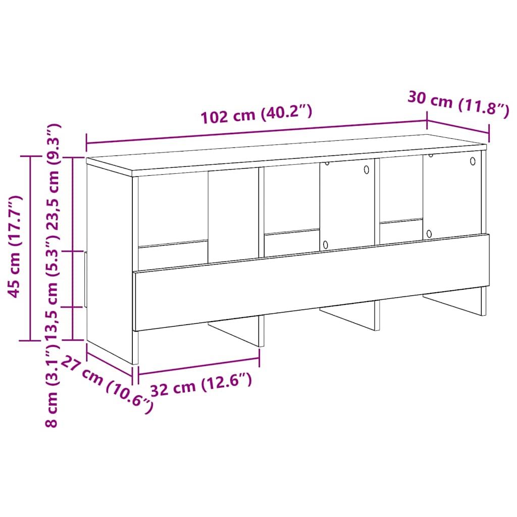 Magazin állvány Füstölt tölgy 102 x 30 x 45 cm