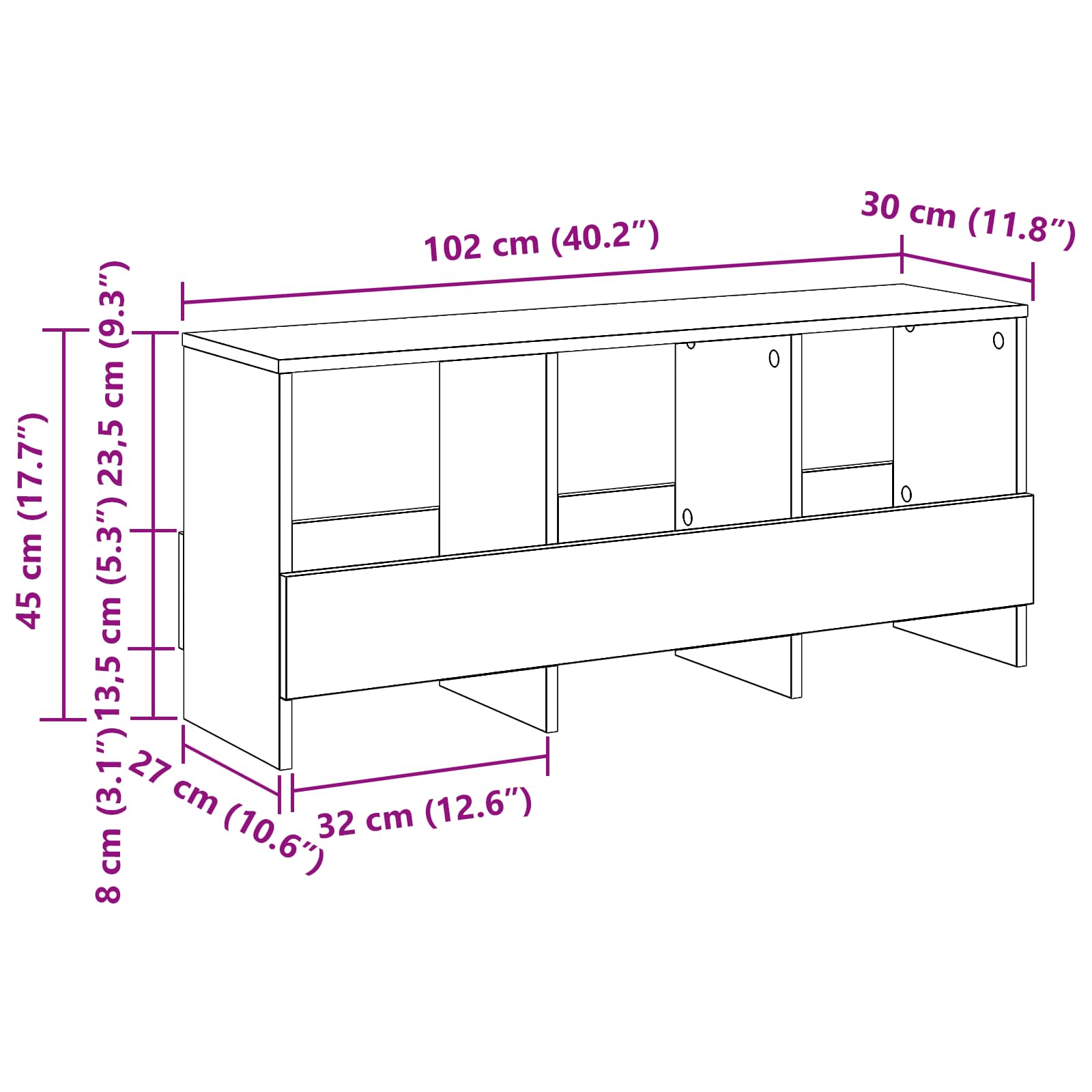 Regal za revije Dimljeni oreh 102 x 30 x 45 cm - slika 12
