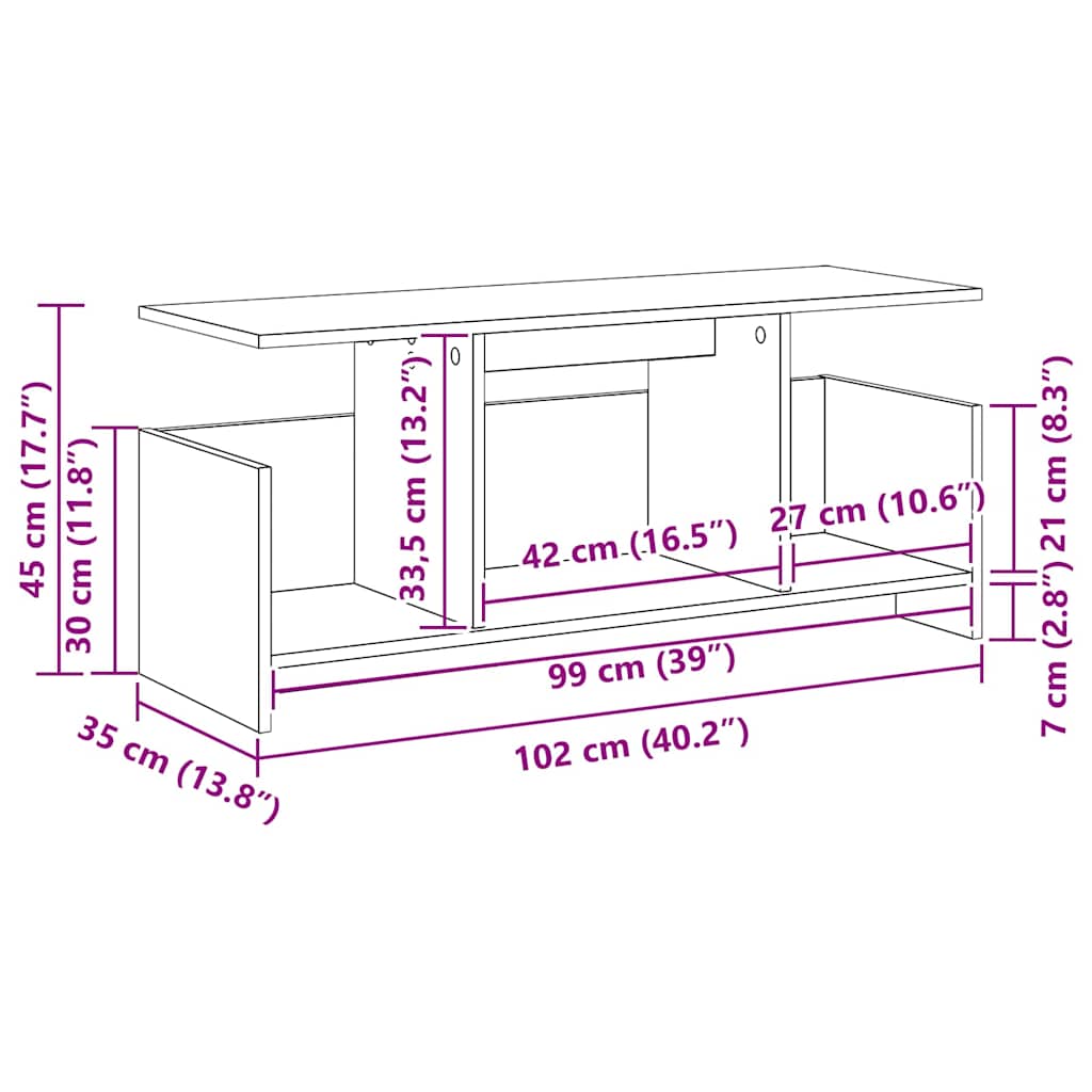 Telerialus Vana puit 102 x 35 x 45 cm Tehispuit 11 Kõik vajalik sinu aeda ja koju! Telerialus Vana puit 102 x 35 x 45 cm Tehispuit - Image 11